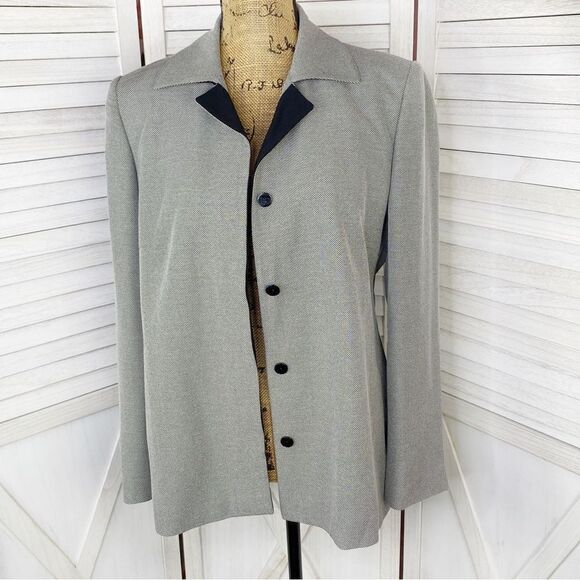 Nicola Italian Dot Matrix Single Breasted Blazer Black White 10 Hidden Button - Picture 1 of 13